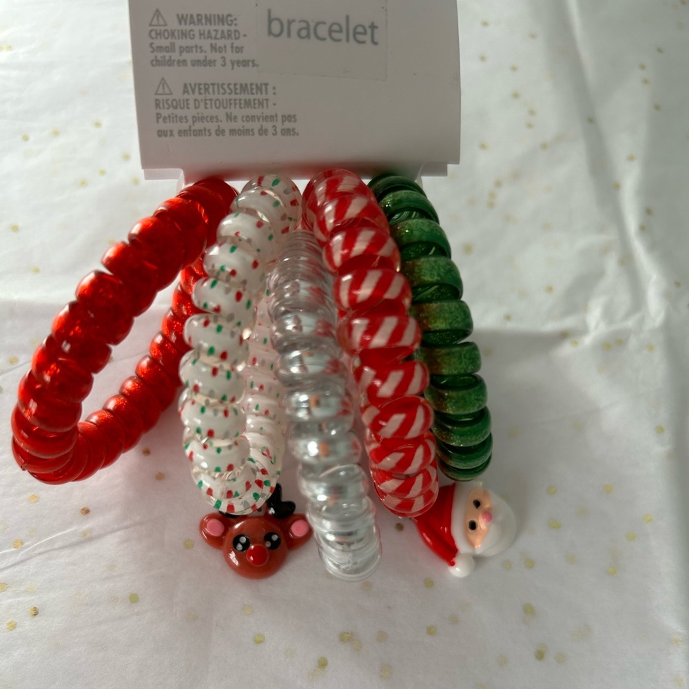 New Claire’s Christmas Bracelets Hair Ties Santa Rudolph